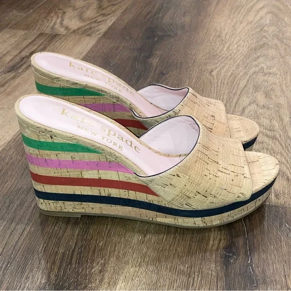 Kate Spade New York Penelope Cork Wedges Shoes Heels Spring Summer Easter Size 9 - Picture 1 of 10
